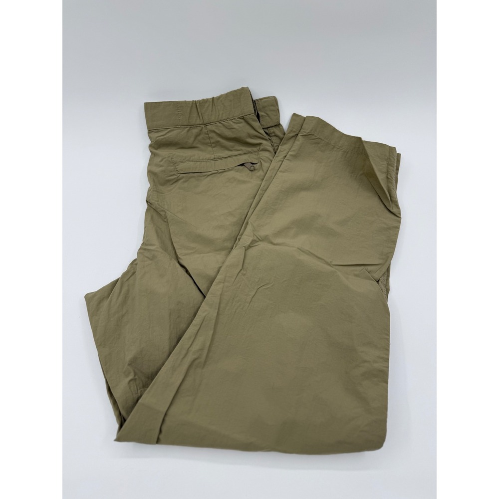 TravelSmith Womens Khaki Nylon Cargo Pants Pleated Elastic Waist Tan Size M